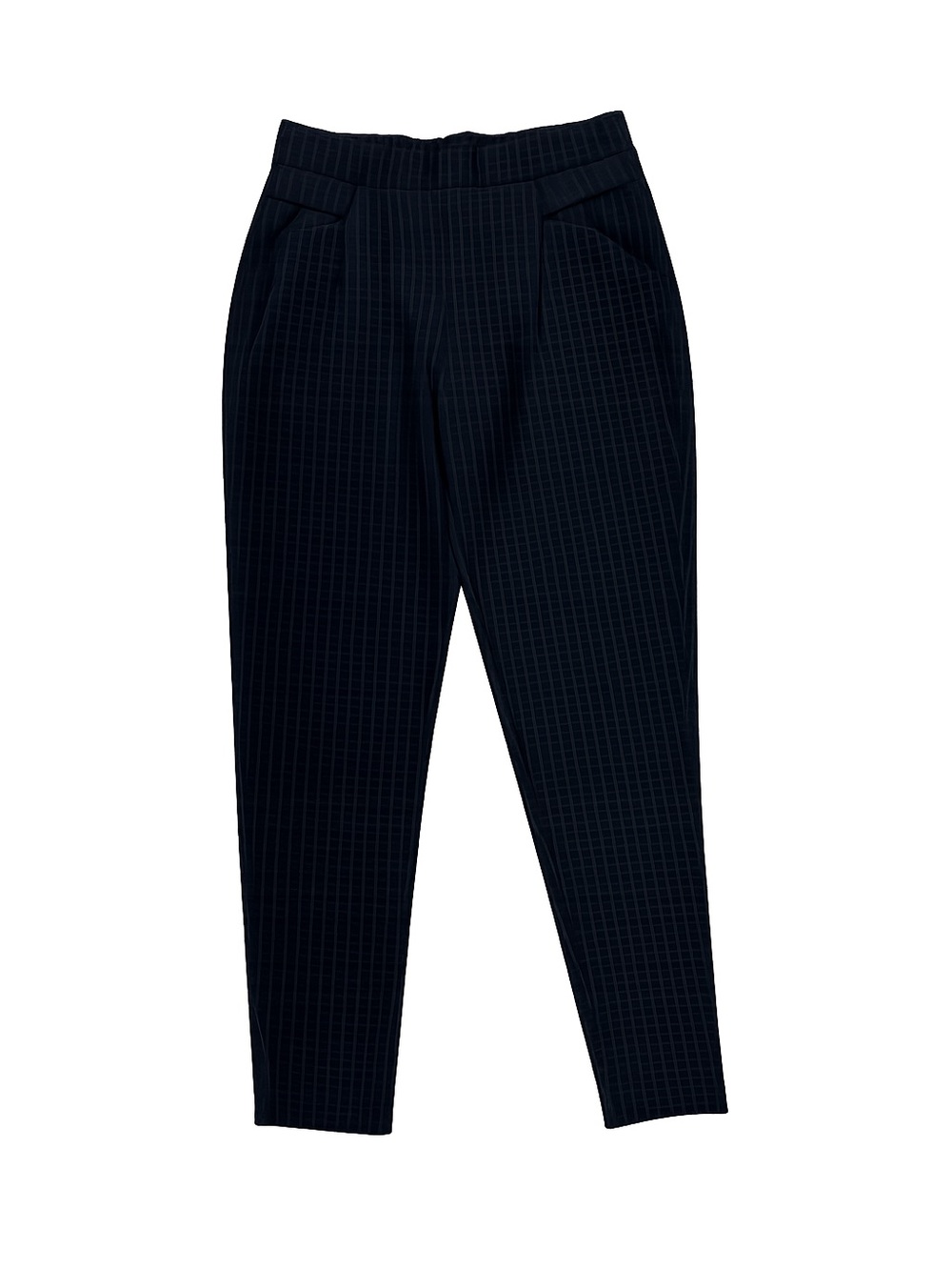 F. Forward Women’s Black Windowpane Pull On Dress Pants Stretch Tapered Size L